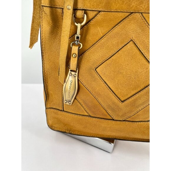 Lucky Brand Baldwin Crossbody Crossbody Bag Shoulder Bag Distressed Boho Mustard - Picture 3 of 16
